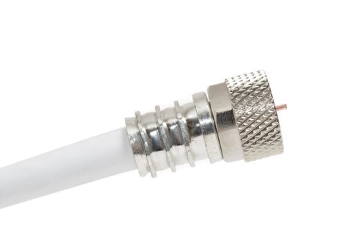 Side view of TV connection coaxial cable