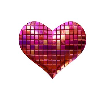 3d mosaic pink violet heart like disko ball