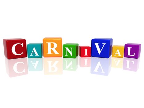 3d colourful cubes with letters makes carnival