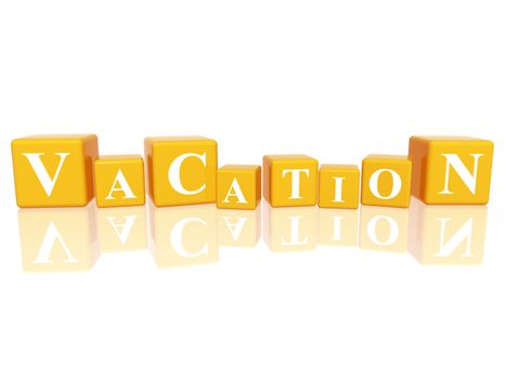 3d yellow cubes with letters makes vacation