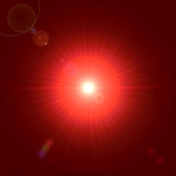 abstract lens flare light over red background