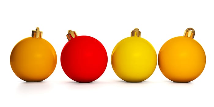 3d illustration: New Year and Christmas. Group of Christmas decorations