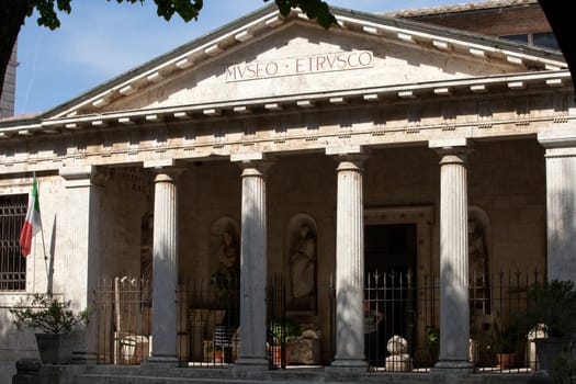 Chiusi - Facade of Etruscan museum . Tuscany, Italy