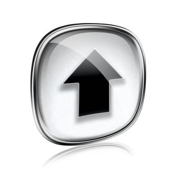 Upload icon grey glass, isolated on white background.