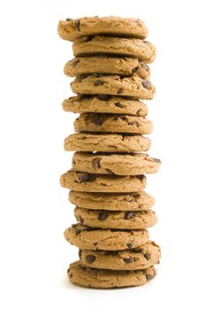 Large stack of chocolate chip cookies