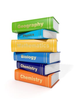 3d illustration: Secondary School Textbooks on a white background