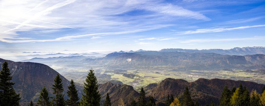 Panoramic view from Roblek on Ljubljana valley.