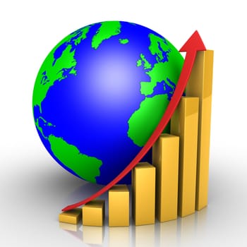 3d graphic chart and the globe