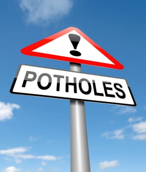 Illustration depicting a sign with a potholes concept.