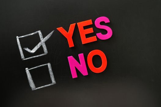 Yes or no check boxes with yes checked on a blackboard
