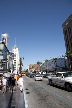 Vertical view of Hollywood boulevard, Hollywood, CA