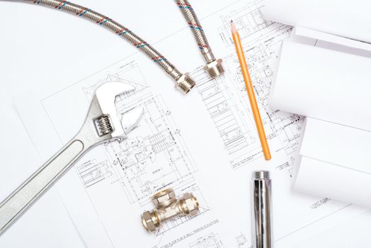 plumbing and drawings are on the desktop, workspace engineer