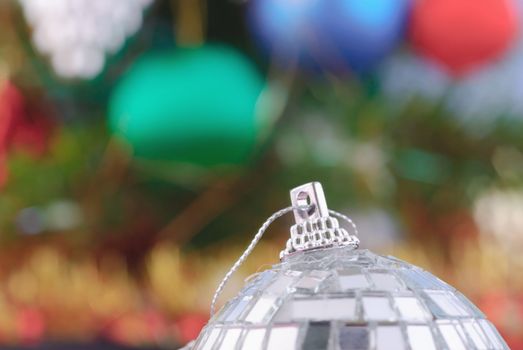 Christmas decorations. Glass balls, jewelry Christmas Tree