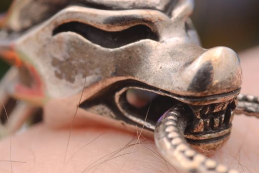 Jewelry. Silver bracelet, dragon head