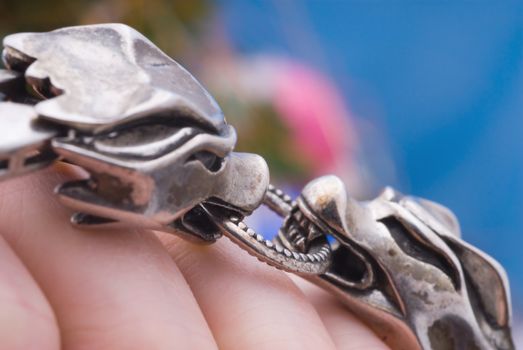 Silver bracelet, dragon head- Jewelry