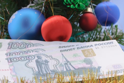 Russian ruble-Year's tree decoration in the New Year