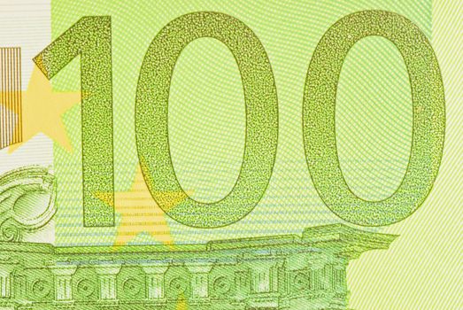 Enlarged fragment station 100 euro banknotes