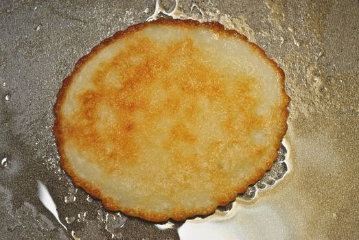 Flapjacks- Cooking pancakes in a pan 