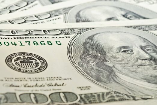 Paper bill worth $ 100 close-up