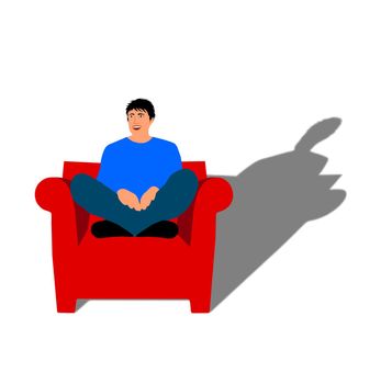 illustration of a young man sitting in a arm chair
