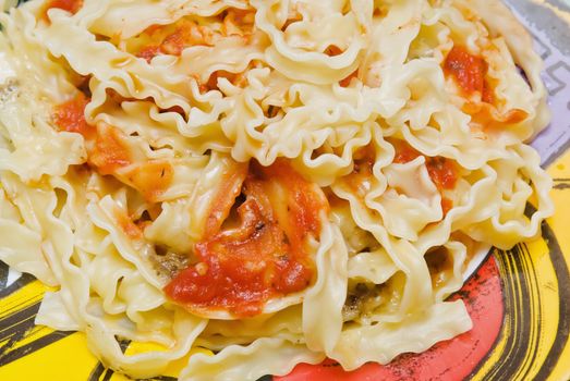 Spaghetti with red sauce cooked for dinner