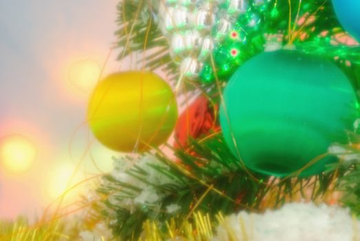Christmas Baubles against sparkling background