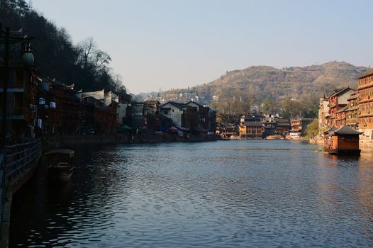 River landscapes in Fenghuang town, Hunan province of China