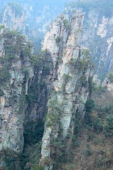 Steep mountain in Zhangjiajie National Forest Park located in Hunan Province, China