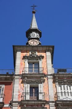 Architecture at Plaza Mayor (Main Square) in Madrid, Spain. Casa de la Panaderia.