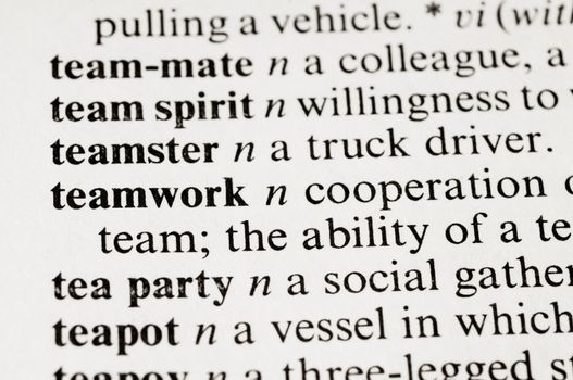 The dictionary definition "teamwork"