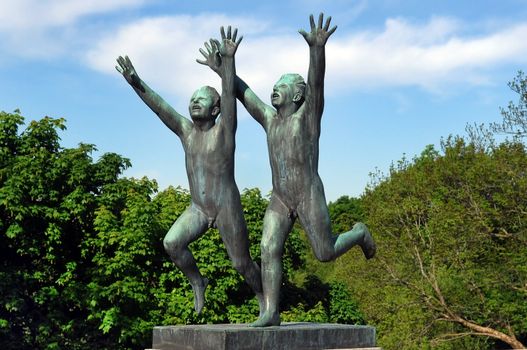 OSLO, NORWAY - May 28: Statues in Vigeland park in Oslo, Norway on May 28, 2008. installed in the park 212 bronze and granite sculptures created by Gustav Vigeland.