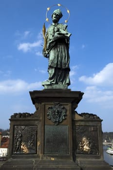 Statue of Saint on Charles Bridge, Prague, Czech republic