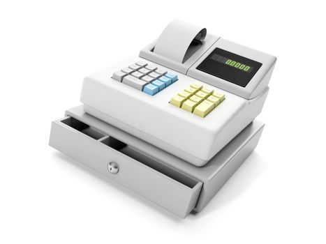 3d illustration: cash register close-up