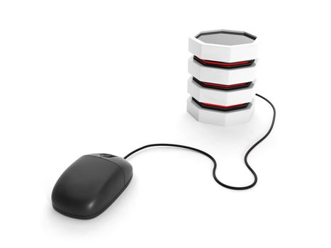 3d illustration: Computer Mouse and hard drive