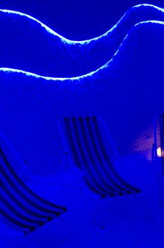Relaxation speleoclimatic salt room on dark blue illumination