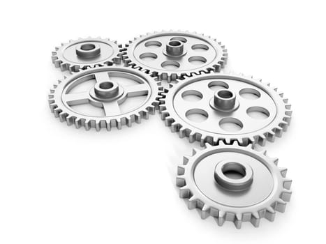 3d illustration: Group gears on a white background