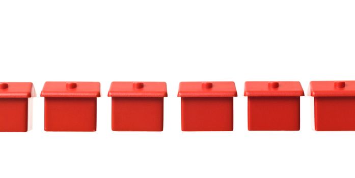 Row of Toy house on white background