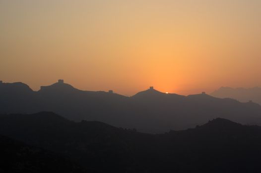 China great wall sunrise  in Jinshanling, Hebei Province