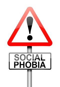 Illustration depicting a sign with a social phobia concept.