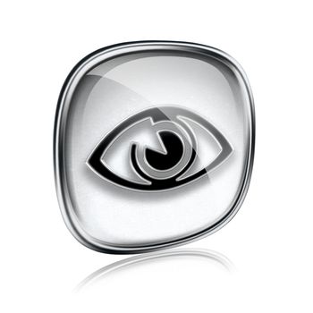eye icon grey glass, isolated on white background.