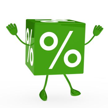 green sale cube wave hands and jump