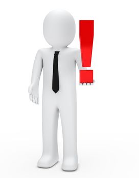 business man hold a red exclamation mark
