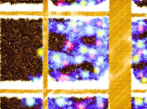 Textured digital drawing of a snowy christmas scene