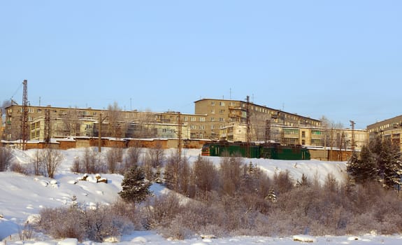 Outskirts of the city in northern Russia. winter Landscape