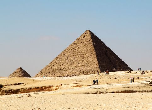 Beautiful Egyptian pyramids Giza, Khafre's and Menkaure