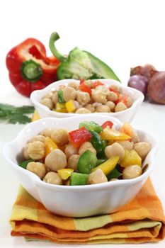 chickpea salad with peppers, scallions and coriander