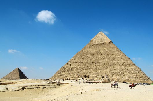Beautiful Egyptian pyramids Giza, Khafre's and Menkaure