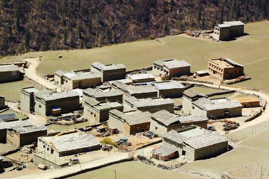 China Tibetan buildings in scenic spot of Yading, Daocheng county, Sichuan province, China