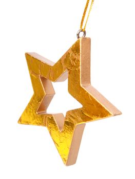 Golden Christmas star, isolated on white background 