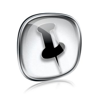 thumbtack icon grey glass, isolated on white background.